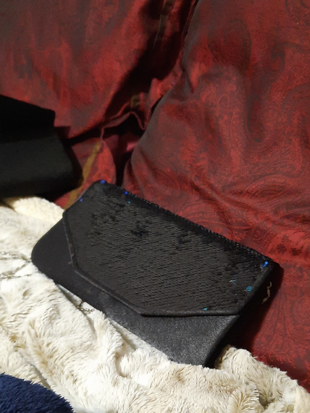 NWT GLAM SASSY EVENING SEQUIN CLUTCH WRISTLET SHOULDER CROSSBODY BAG BLACK